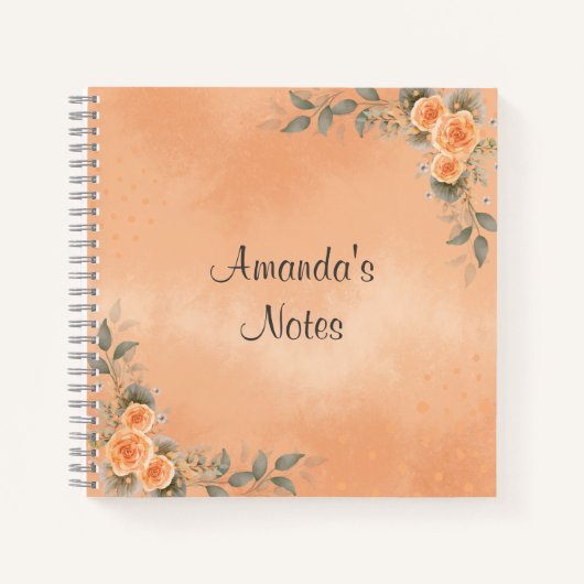 Floral Notebook in Shades of Peach and Sage Notitieboek (Voorkant)