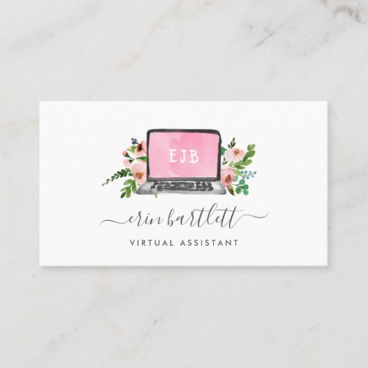 Floral notebook | Virtual Assistant Visitekaartje (Voorkant)