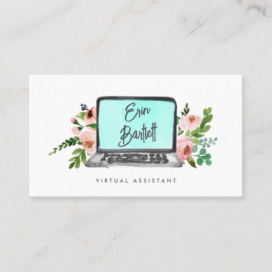 Floral notebook | Virtual Assistant Visitekaartje (Voorkant)