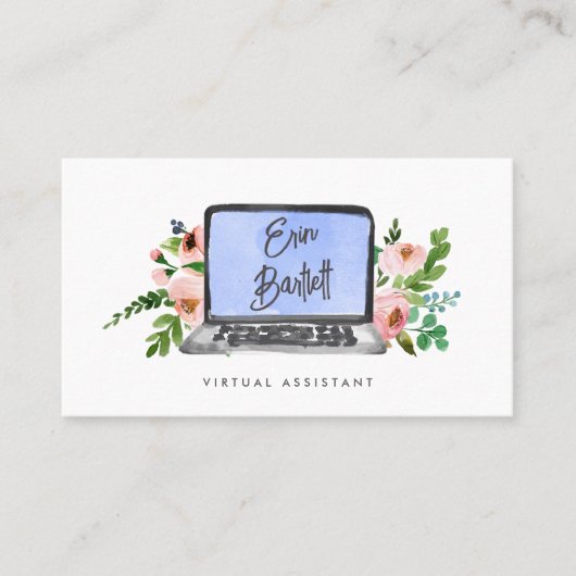 Floral notebook | Virtual Assistant Visitekaartje (Voorkant)