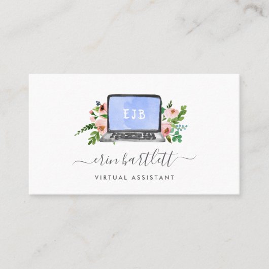 Floral notebook | Virtual Assistant Visitekaartje (Voorkant)