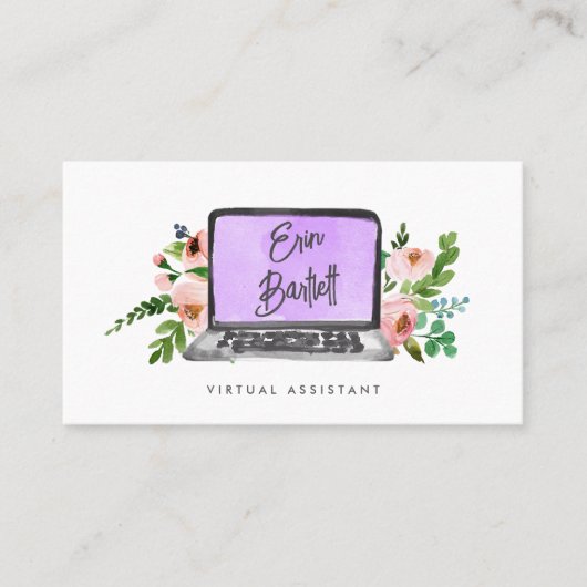 Floral notebook | Virtual Assistant Visitekaartje (Voorkant)