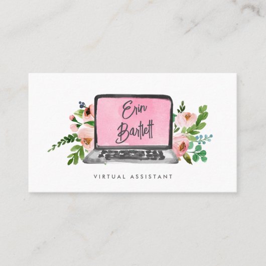 Floral notebook | Virtual Assistant Visitekaartje (Voorkant)