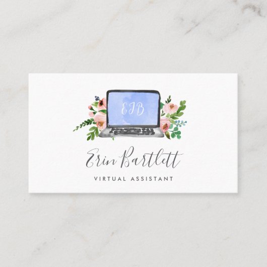 Floral notebook | Virtual Assistant Visitekaartje (Voorkant)