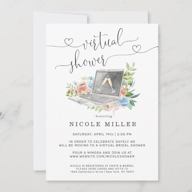 Floral notebook | Virtual Bridal Shower-uitnodigin (Voorkant)