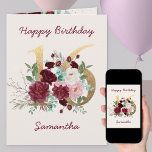 Floral Number 16 Personalized 16th Birthday Card Kaart<br><div class="desc">Personalized 16th Birthday Card with floral number 16. The design has a gold number 16 decorated with burgundy red and ivory roses,  foliage and eucalyptus leaves. De template is een up voor you to personalize the front and the boodschap inside.</div>