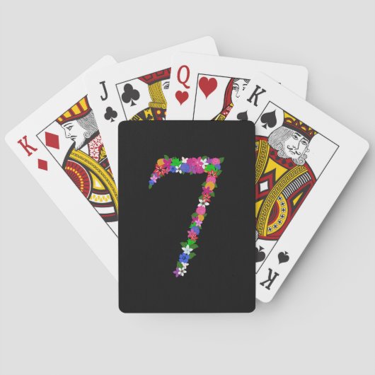 Floral Number Seven Botanical Flower Design Pokerkaarten (Achterkant)