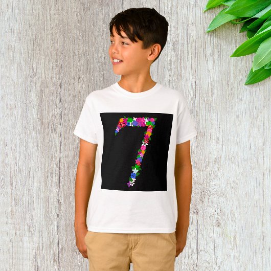 Floral Number Seven Botanical Flower Design T-shirt