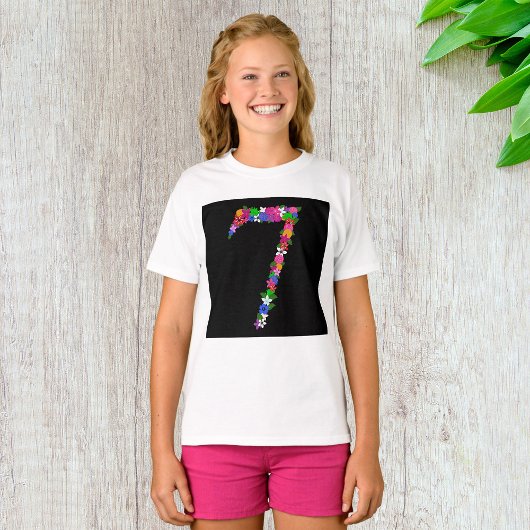 Floral Number Seven Girls T-Shirt