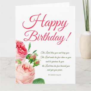 Floral Numbers 6:24-26 Birthday Kaart
