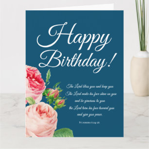 Floral Numbers 6:24-26 Birthday Kaart