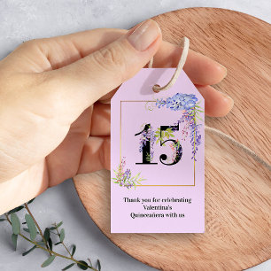 Floral nummer 15 Quinceanera Dank je wel Cadeaulabel