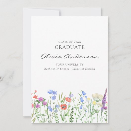 Floral Nurse Afstuderen Kaart (Voorkant)