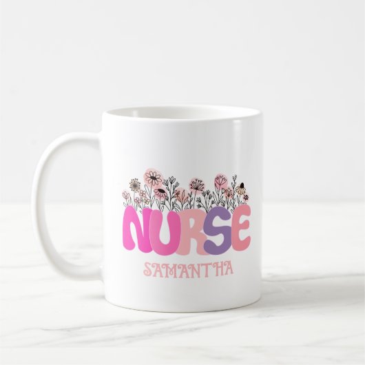 Floral Nurse Koffiemok (Links)