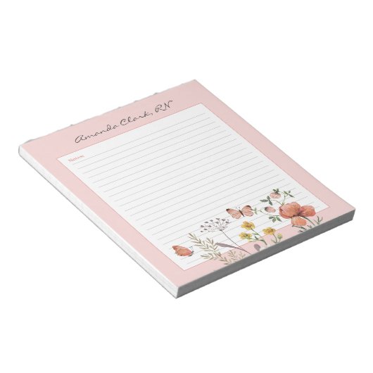 Floral Nurse Notes Notitieblok (Schuin)