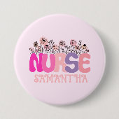 Floral Nurse Ronde Button 7,6 Cm (Voorkant)