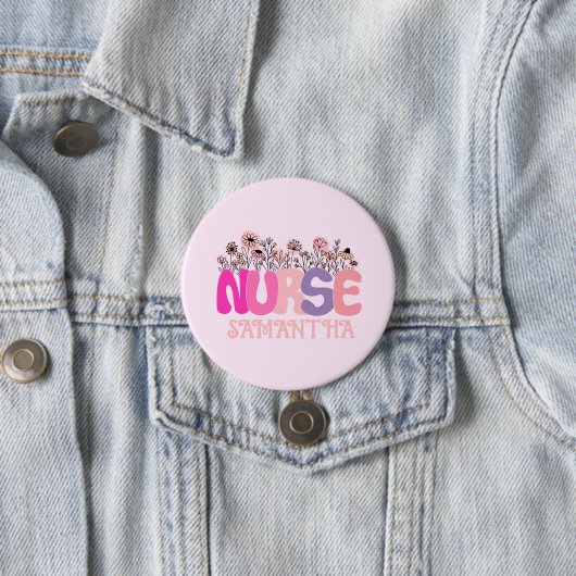 Floral Nurse Ronde Button 7,6 Cm (In situ)