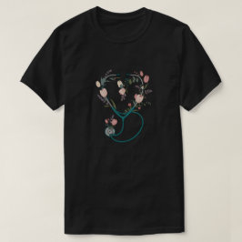 Floral Nurse Stethoscope T-Shirt – Soft Pastel
