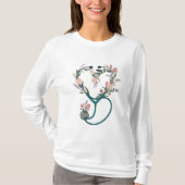 Floral Nurse Stethoscope T-Shirt – Soft Pastel  (Voorkant)