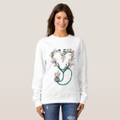 Floral Nurse Stethoscope T-Shirt – Zachte Pastel (Voorkant volledig)