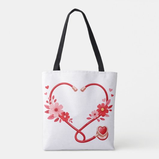 Floral Nurse Stethoscope Tote Bag (Achterkant)