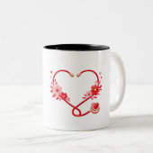 Floral Nurse Stethoscope  Tweekleurige Koffiemok (Voorkant rechts)