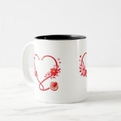 Floral Nurse Stethoscope  Tweekleurige Koffiemok (Voorkant links)