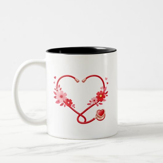 Floral Nurse Stethoscope  Tweekleurige Koffiemok (Links)