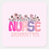 Floral Nurse Vierkante Sticker (Voorkant)