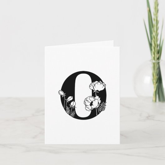 Floral O Monogram op witte noot Kaart (Voorkant)