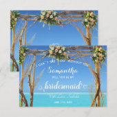 Floral Ocean Summer Beach Wedding Arch Bruidsmeisj Kaart (Voorkant / Achterkant)