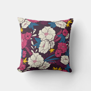 Floral oerwoud met een patroon van slangen, tropi kussen