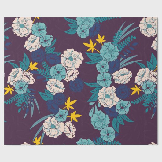 Floral oerwoud met slangen, naadloos, tropisch cadeaupapier (Vlak)