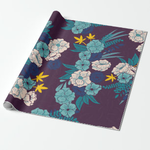 Floral oerwoud met slangen, naadloos, tropisch cadeaupapier