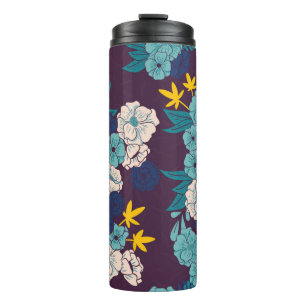 Floral oerwoud met slangen, naadloos, tropisch thermosbeker