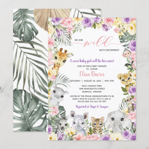 Floral Oerwoud Safari Animals Girl Baby shower Kaart