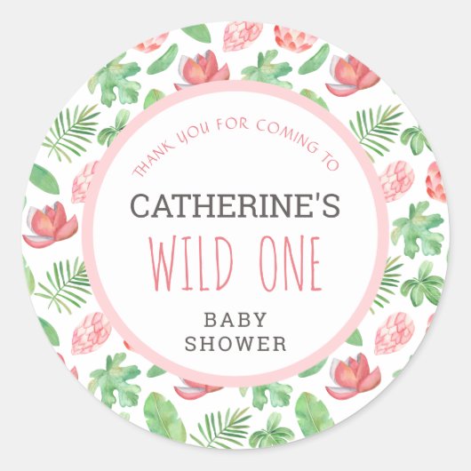 Floral Oerwoud Safari Baby shower Hartelijk dank Ronde Sticker (Voorkant)