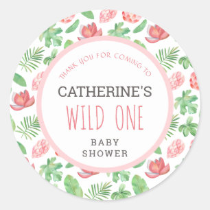 Floral Oerwoud Safari Baby shower Hartelijk dank Ronde Sticker