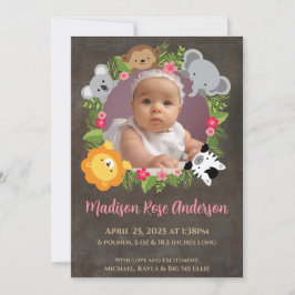 Floral Oerwoud Safari Krans Baby Girl Aankondiging