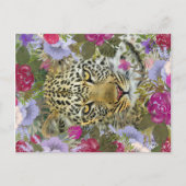 Floral Oerwoud Safari Leopard Painting Briefkaart (Voorkant)