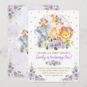 Floral Oerwoud Safari Wild Party Animals Verjaarda Kaart (Voorkant / Achterkant)