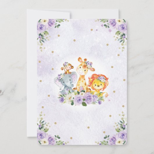 Floral Oerwoud Safari Wild Party Animals Verjaarda Kaart (Achterkant)