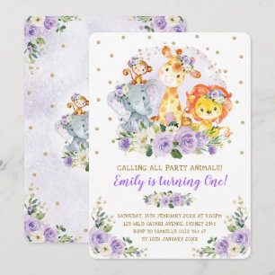 Floral Oerwoud Safari Wild Party Animals Verjaarda Kaart