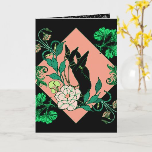 “Floral Offering” – Botanical Hand & Bloom Kaart (Gele Bloem)