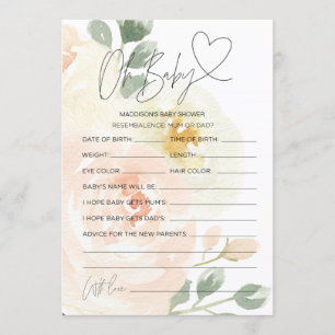 Floral Oh Baby Baby shower Voorspelling Wens Kaart