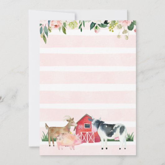 Floral Oink Moo Farm Animals Kaart (Achterkant)