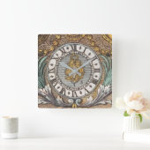 Floral  Old Clock Decor Roman Numerals Vierkante Klok (Huis)