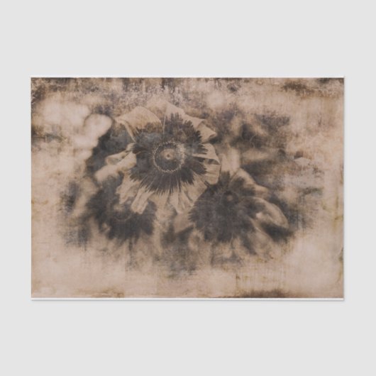 Floral  Old Rustic Antiek Sepia Texture Tissuepapier (Voorkant)
