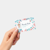 Floral & oliage Pet Paw Print Pattern Foto-ID Badge (Handheld)