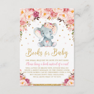 Floral Olifant Baby shower Breng een Boek Kaart Me